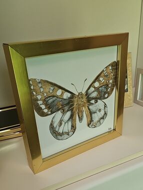 Gold Framed Butterfly Wall Art - Neutral Tones 9x 9